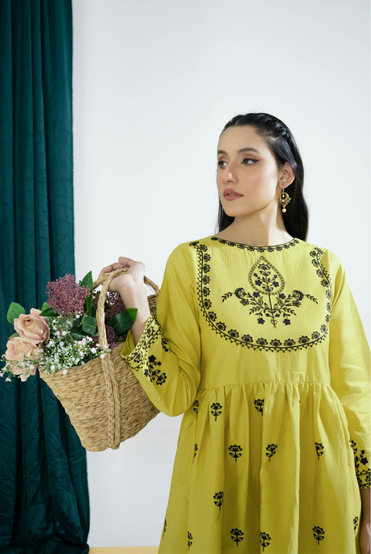 Nargis - Yellow Frock Embroidered Lawn 2 piece Mak Fashion