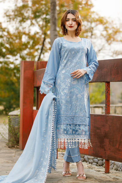 Nora - Unstitched Embroidered Lawn 3 Pec Mak Fashion