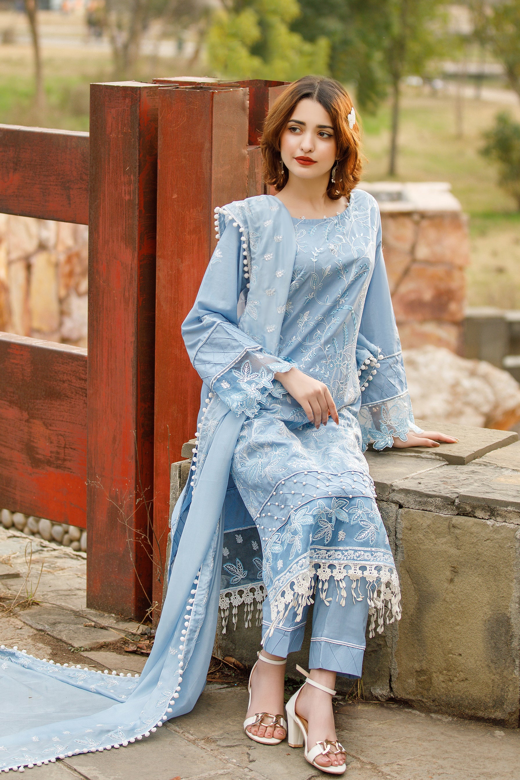 Nora - Unstitched Embroidered Lawn 3 Pec
