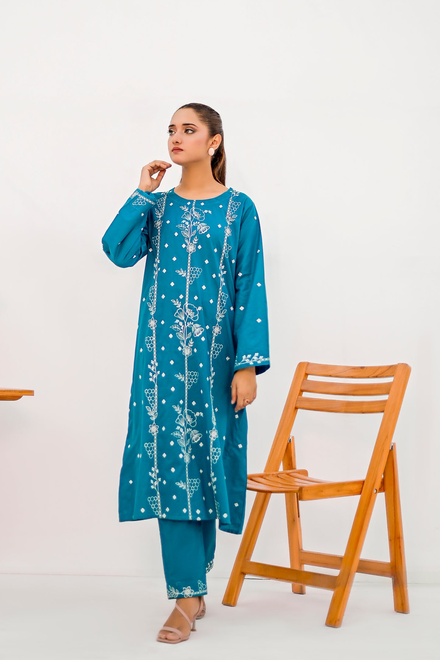 ANIKA Cotton Embroidered Dress