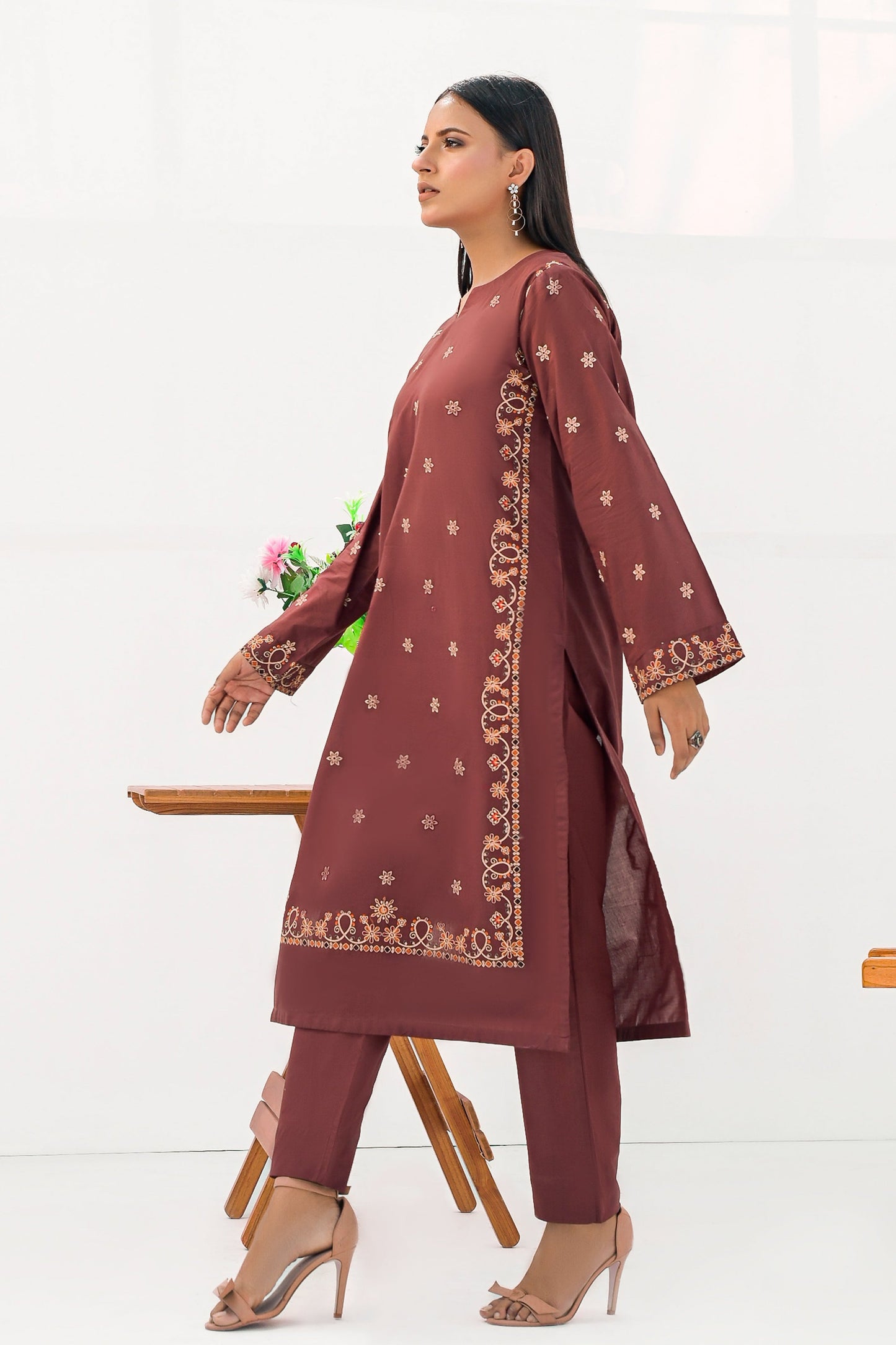 CHINAR Cotton Embroidered Dress