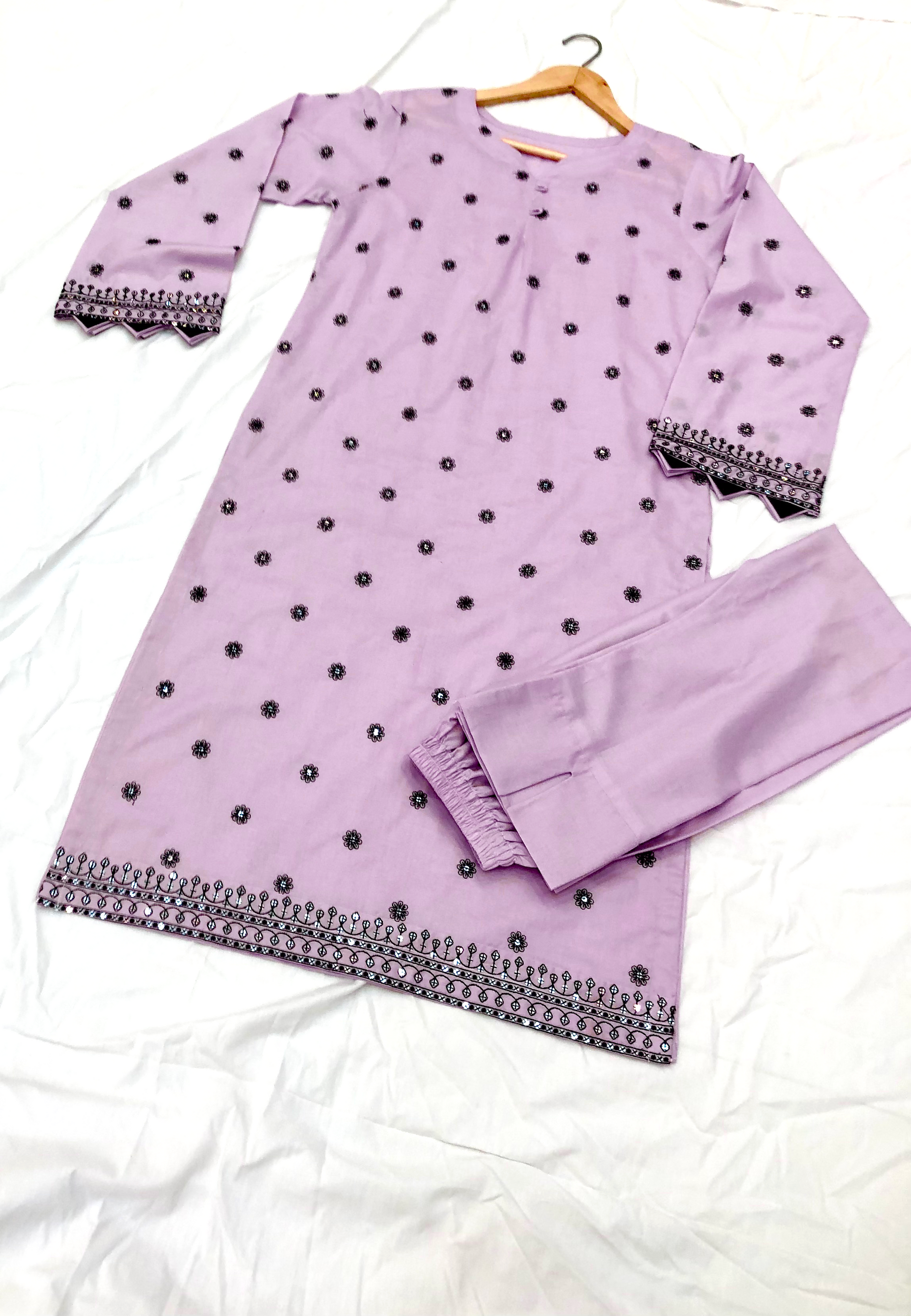 Rose Wood - Purple Embroidered Lawn 1 Piece Shirt Only Mak Fashion