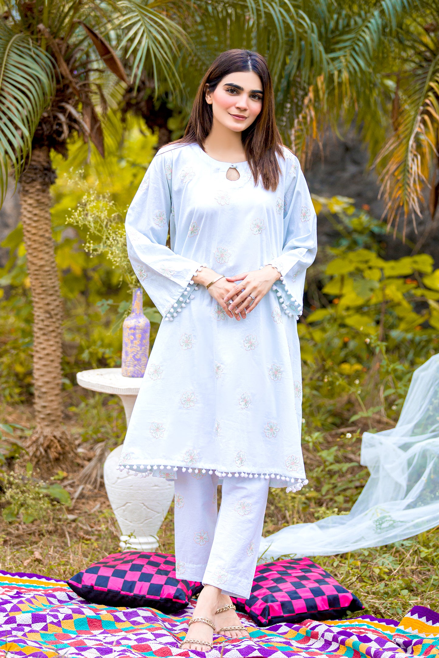 Sanim - Sky Embroidered Lawn 2 Piece Mak Fashion