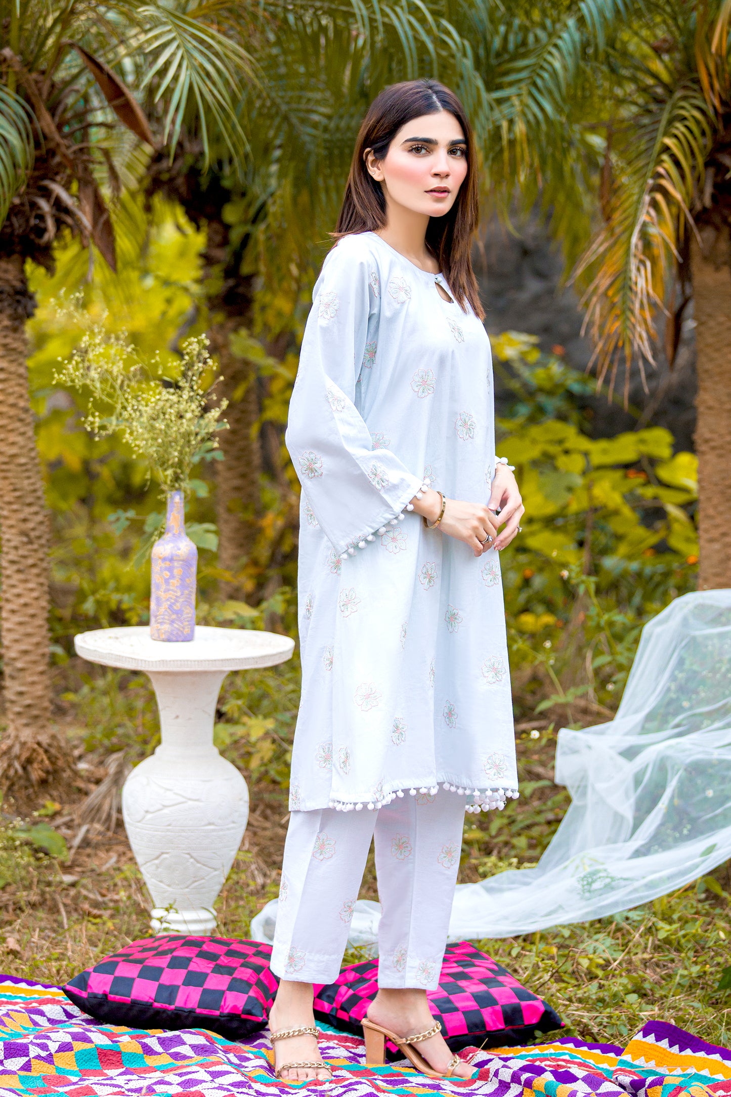 Sanim - Sky Embroidered Lawn 2 Piece Mak Fashion