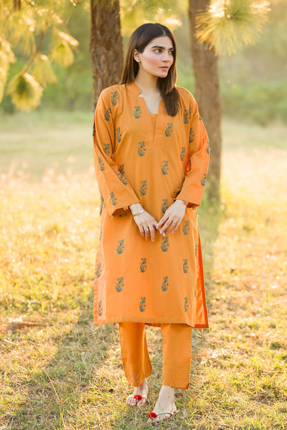 Bella - Mustard Embroidered Lawn 2 Piece Mak Fashion