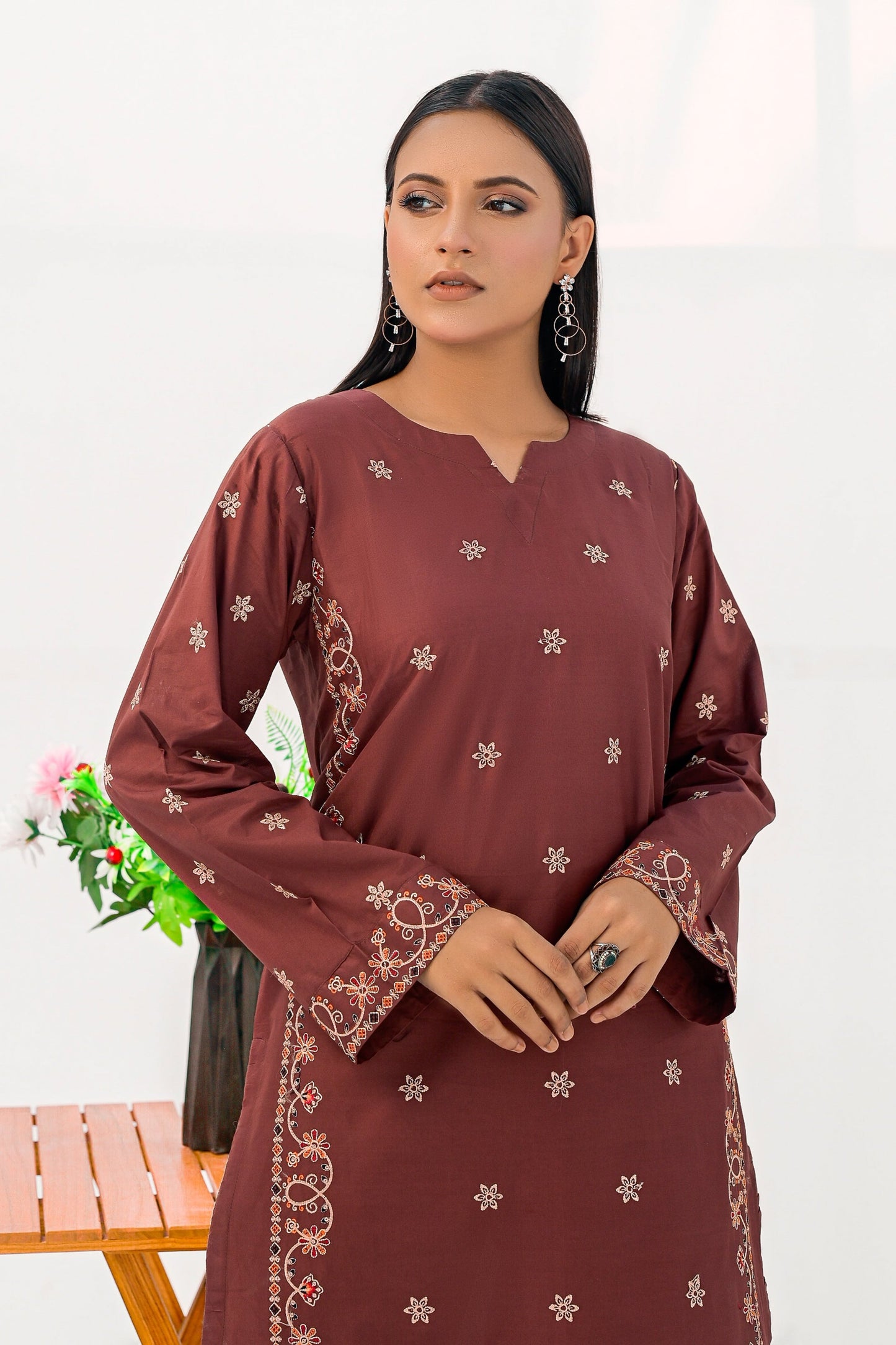 CHINAR Cotton Embroidered Dress