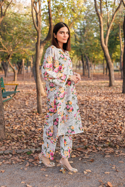 Mirae - Chikankari Embroidered 2PC Stitched Lawn Dress