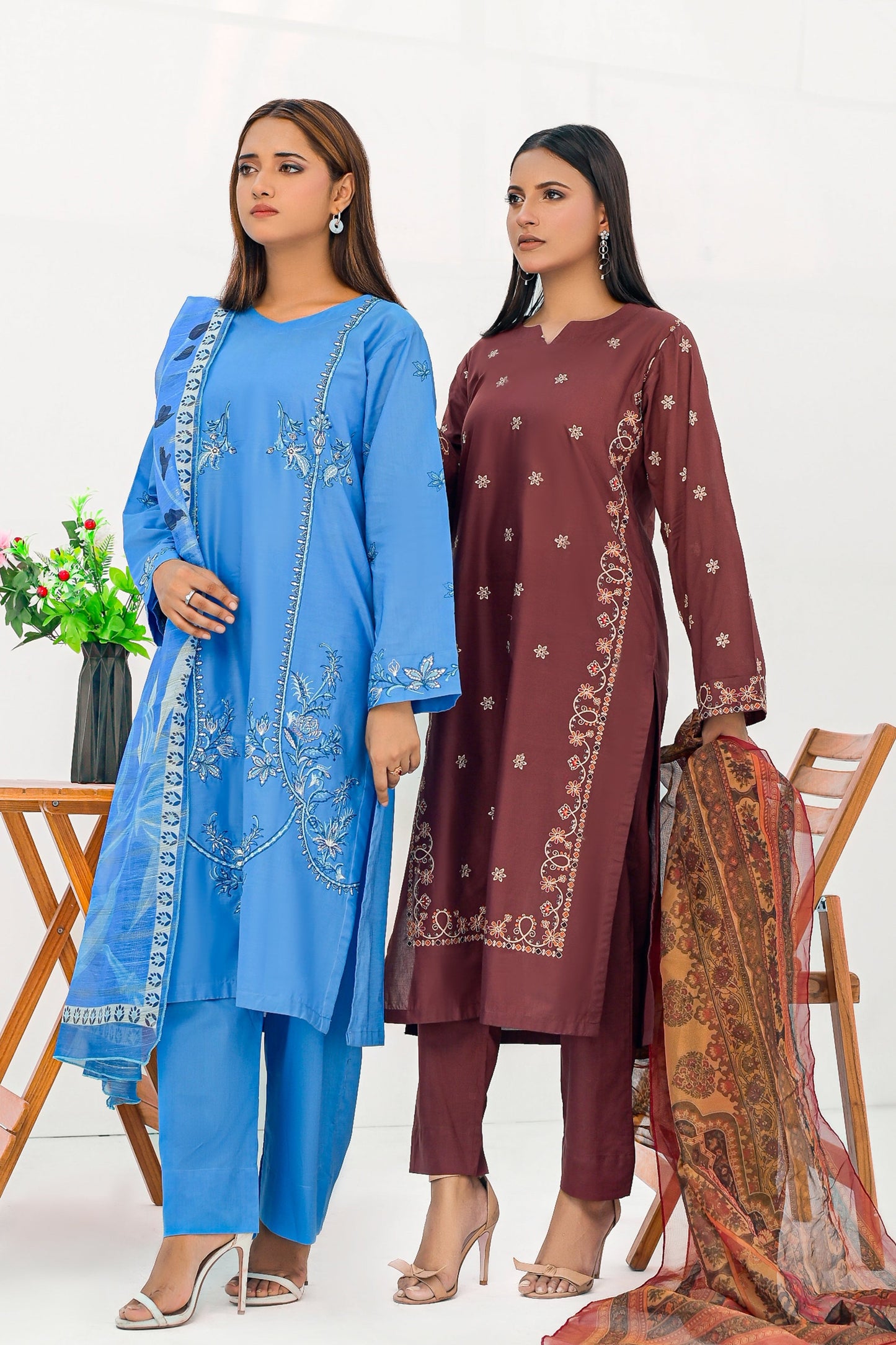 CHINAR Cotton Embroidered Dress