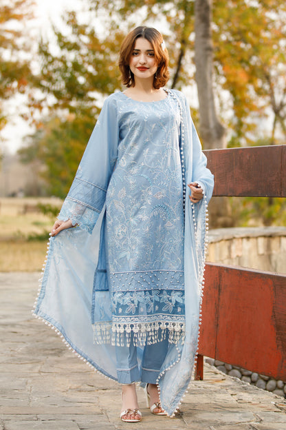 Nora - Unstitched Embroidered Lawn 3 Pec Mak Fashion