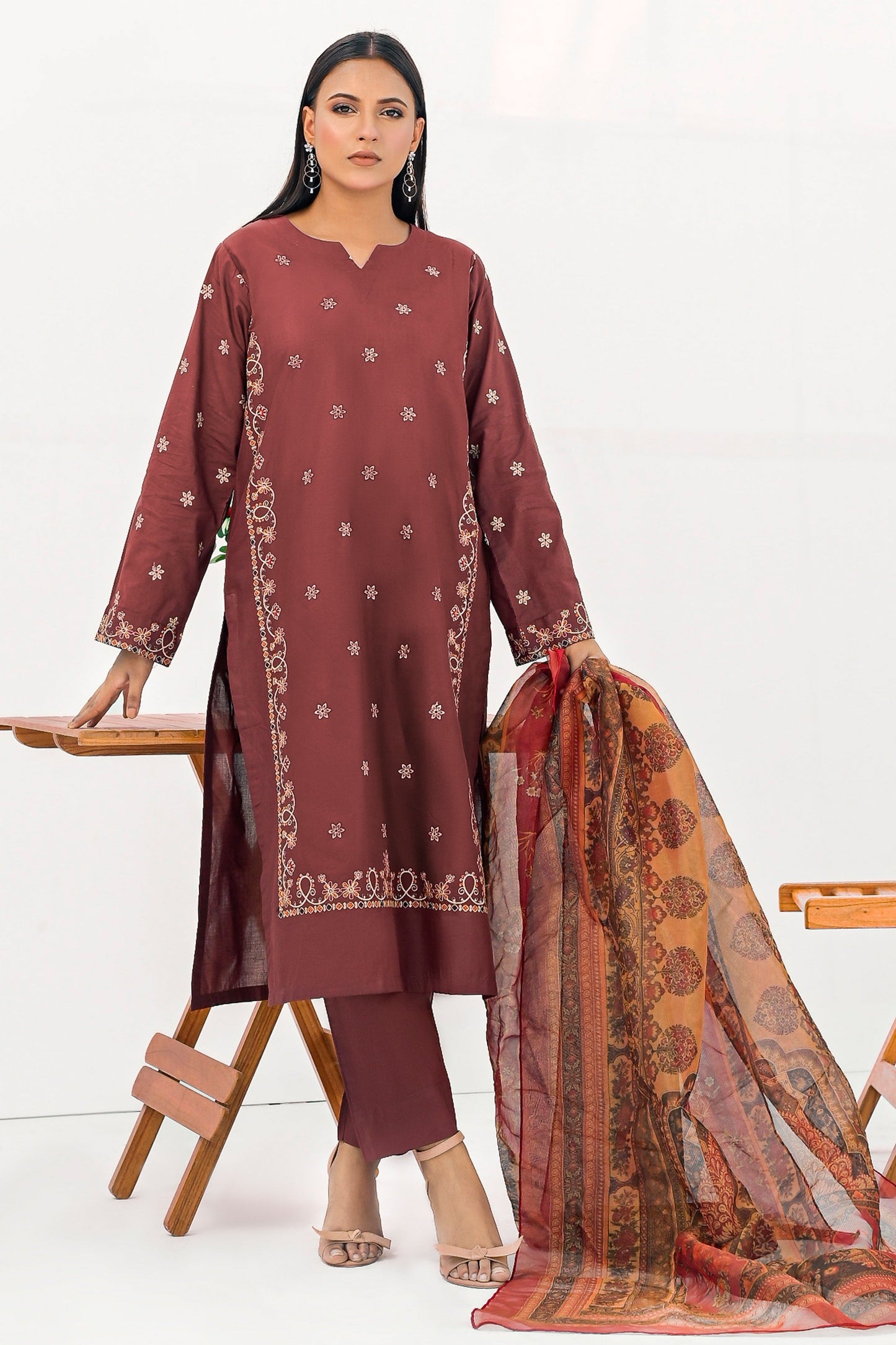 CHINAR Cotton Embroidered Dress