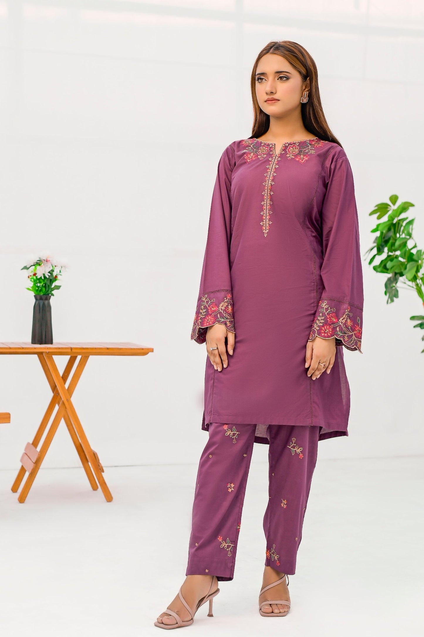 MAHNOOR Cotton Embroidered Dress