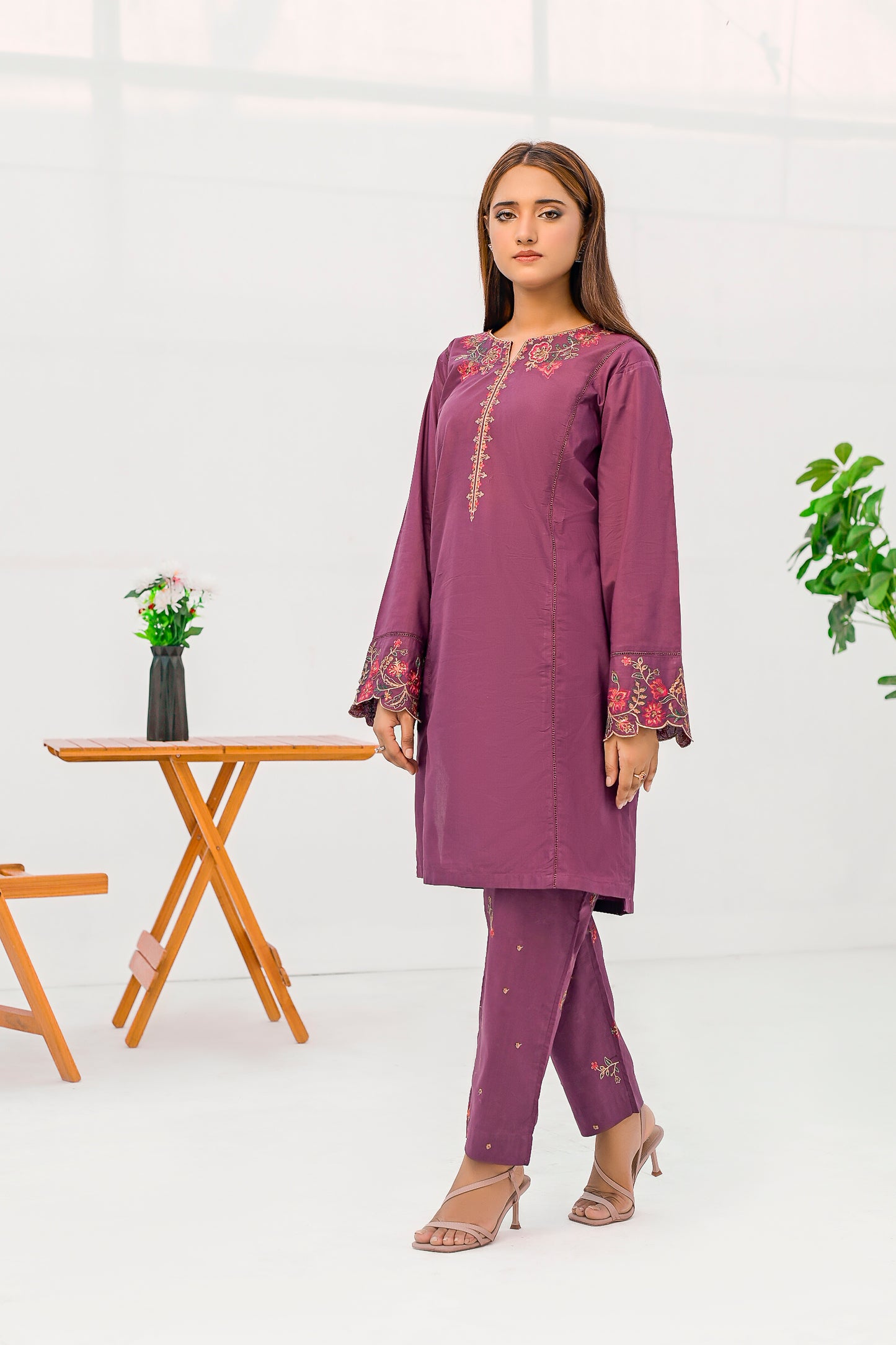 MAHNOOR Cotton Embroidered Dress