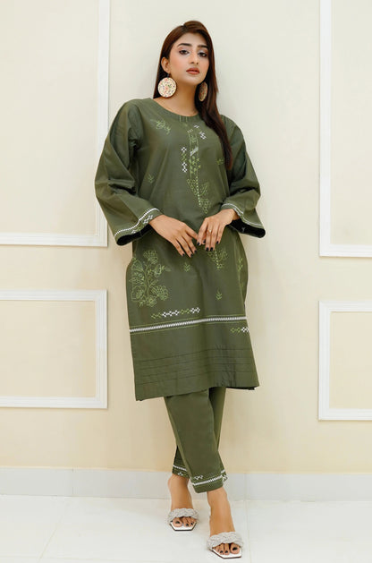 SHIBRA 2PC Embroidered Lawn Dress Mak Fashion