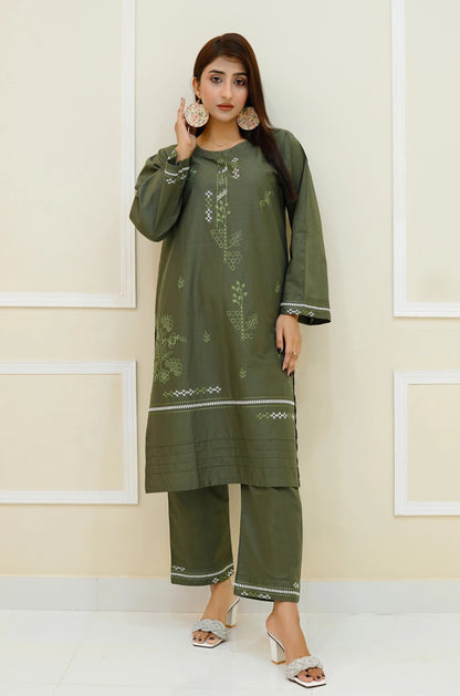 SHIBRA 2PC Embroidered Lawn Dress Mak Fashion