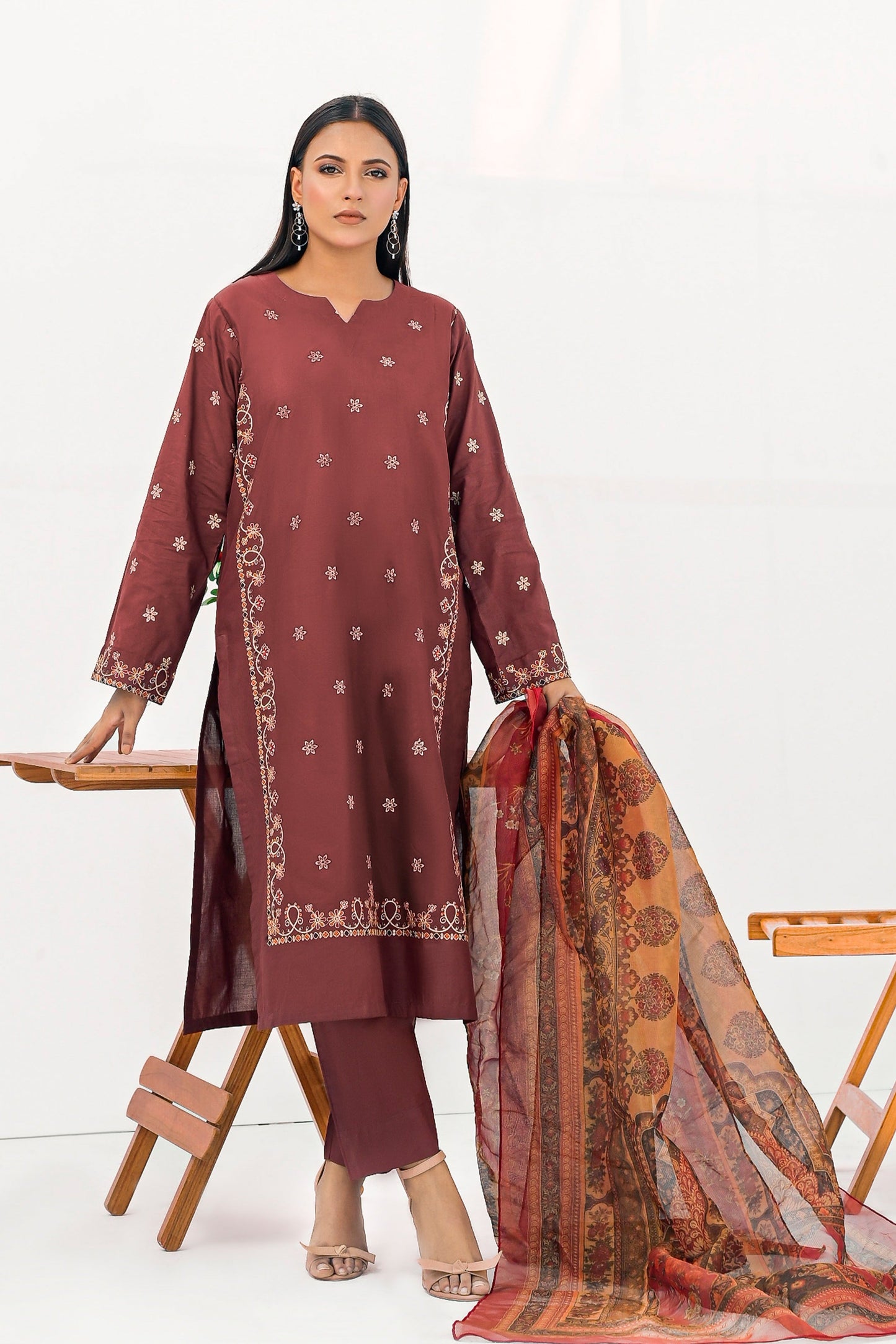 CHINAR Cotton Embroidered Dress