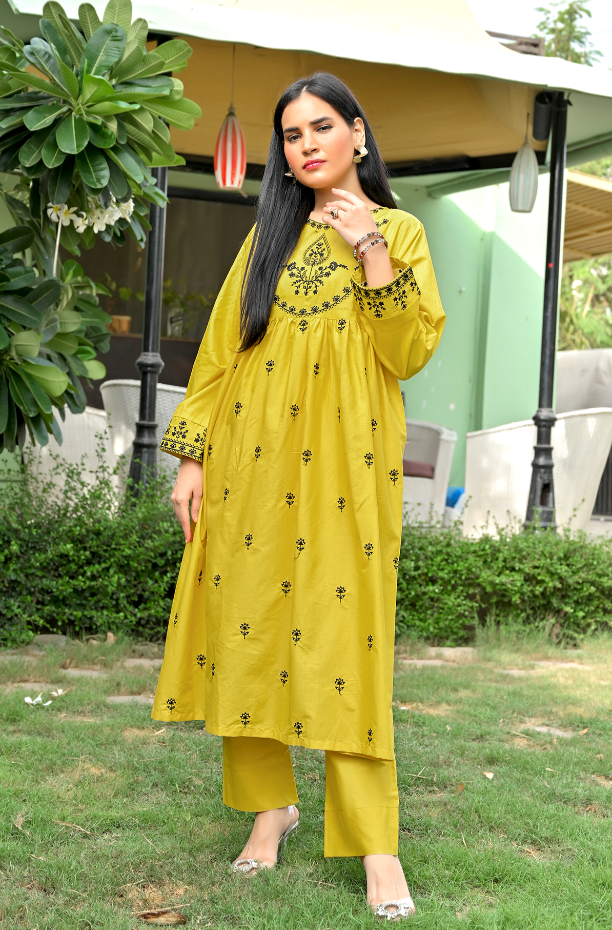 Nargis - Yellow Frock Embroidered Lawn 2 piece