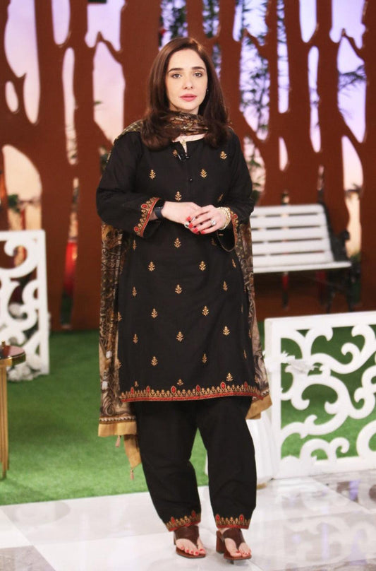 Kajal - Black Embroidered Lawn Mak Fashion